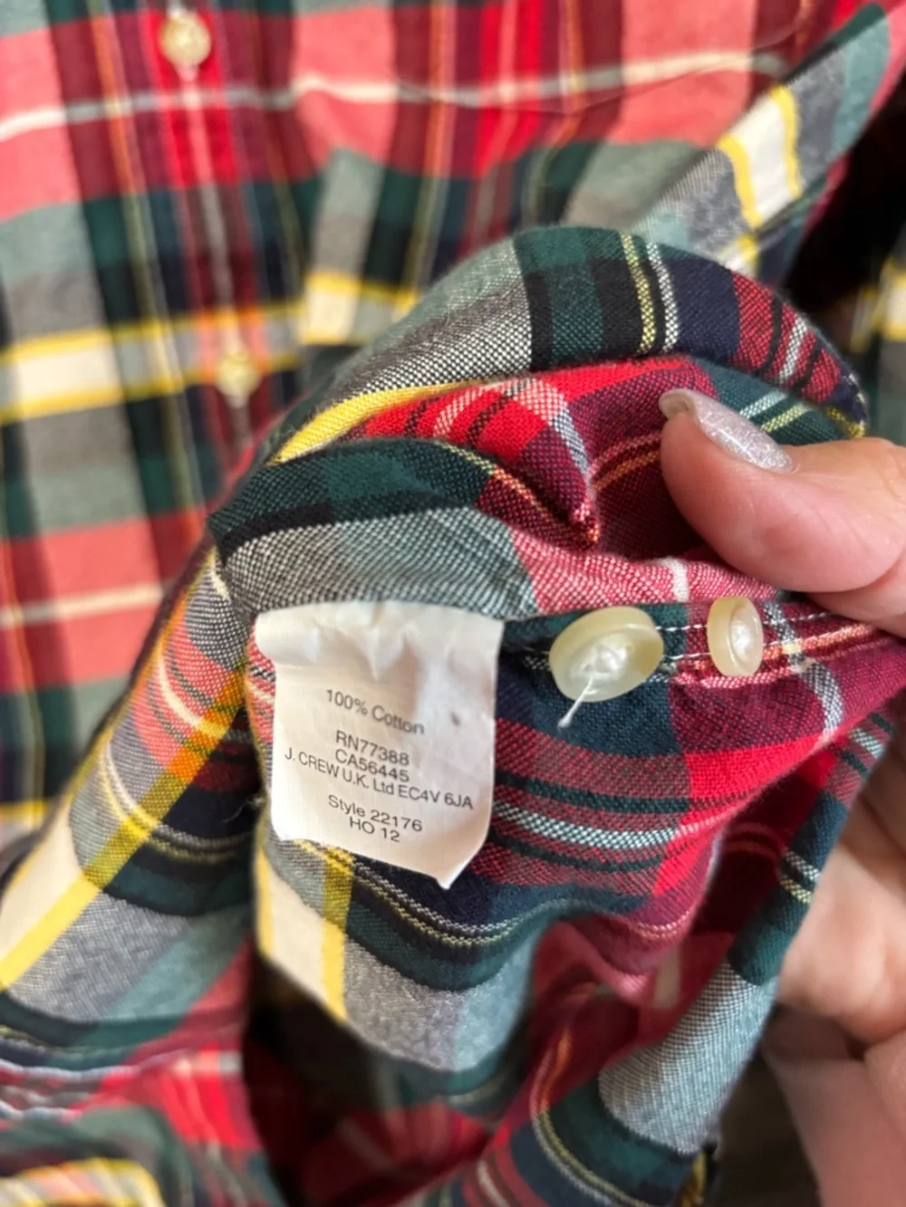 J. Crew Red and Green Plaid Button-Down Shirt